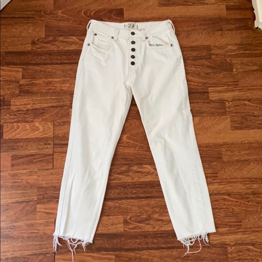 FREE PEOPLE Straight Leg White Jeans